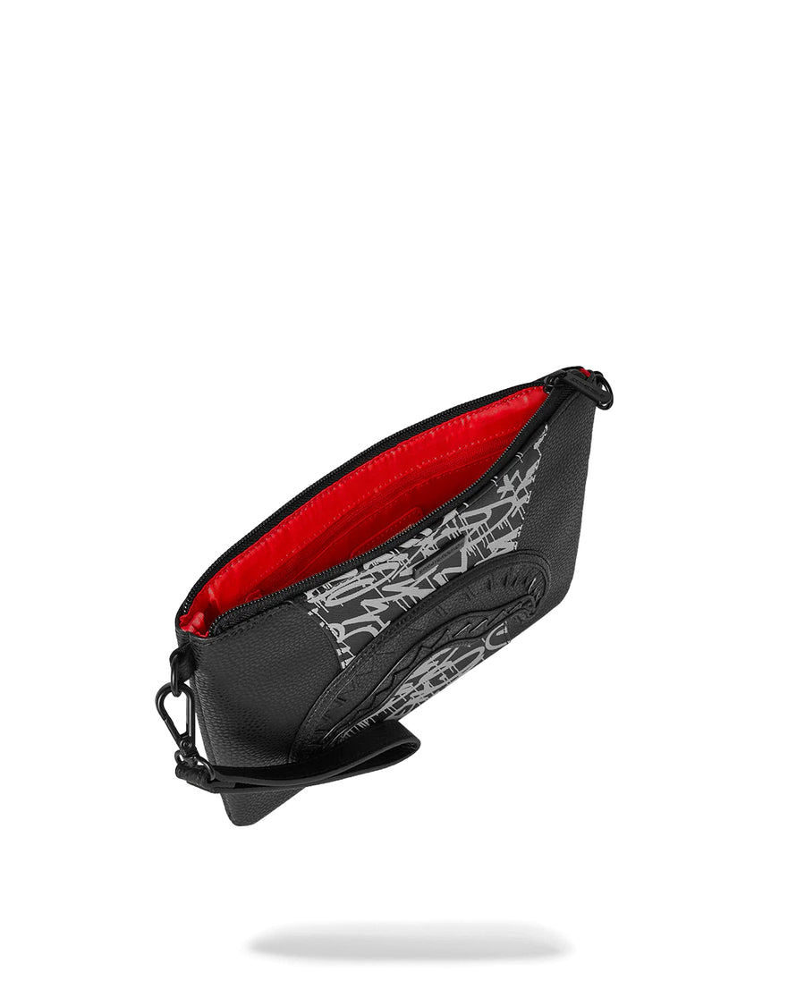 Pochette Sprayground RACEWAY GRAFFITI CROSSOVER CLUTCH W/ SHOUDLER STRAP Negro