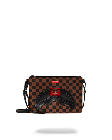 Pochette Sprayground CLEAR RUBBER SHARK CROSSOVER CLUTCH W/ SHOUDLER STRAP Marrón