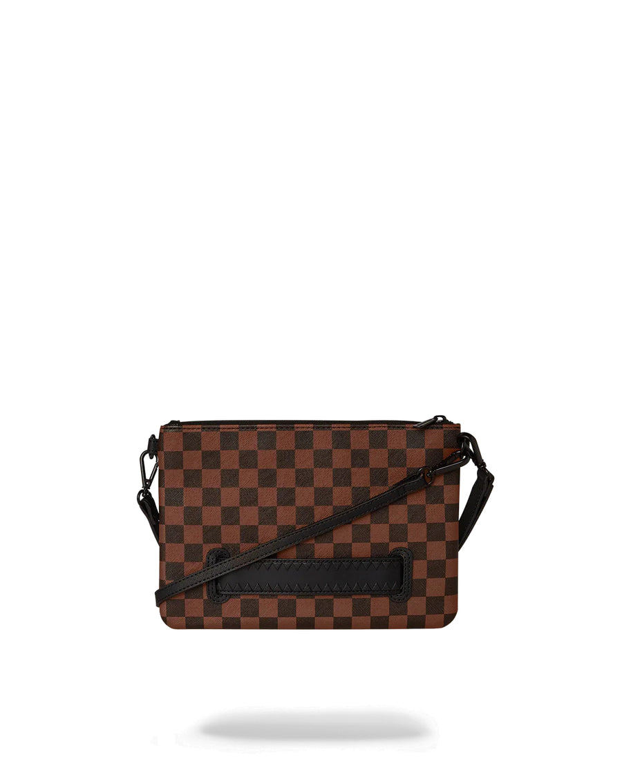 Pochette Sprayground CLEAR RUBBER SHARK CROSSOVER CLUTCH W/ SHOUDLER STRAP Marron