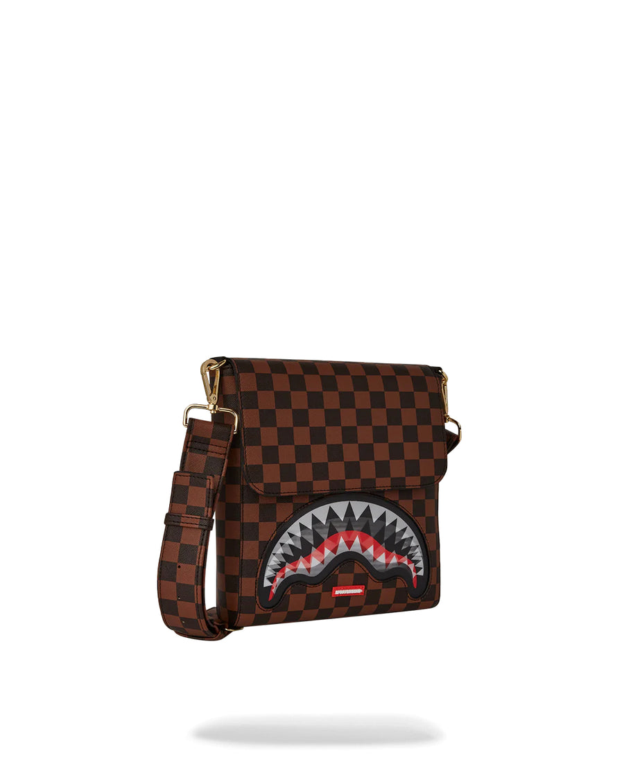 Petit sac Sprayground SHARKS IN PARIS LENTICULAR CHOMP MESSENGER SLING Marron