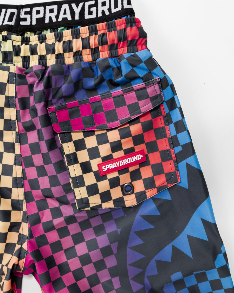 Garçon/Fille - Traje de baño Sprayground RAINBOW CHECKERED MIDI Noir