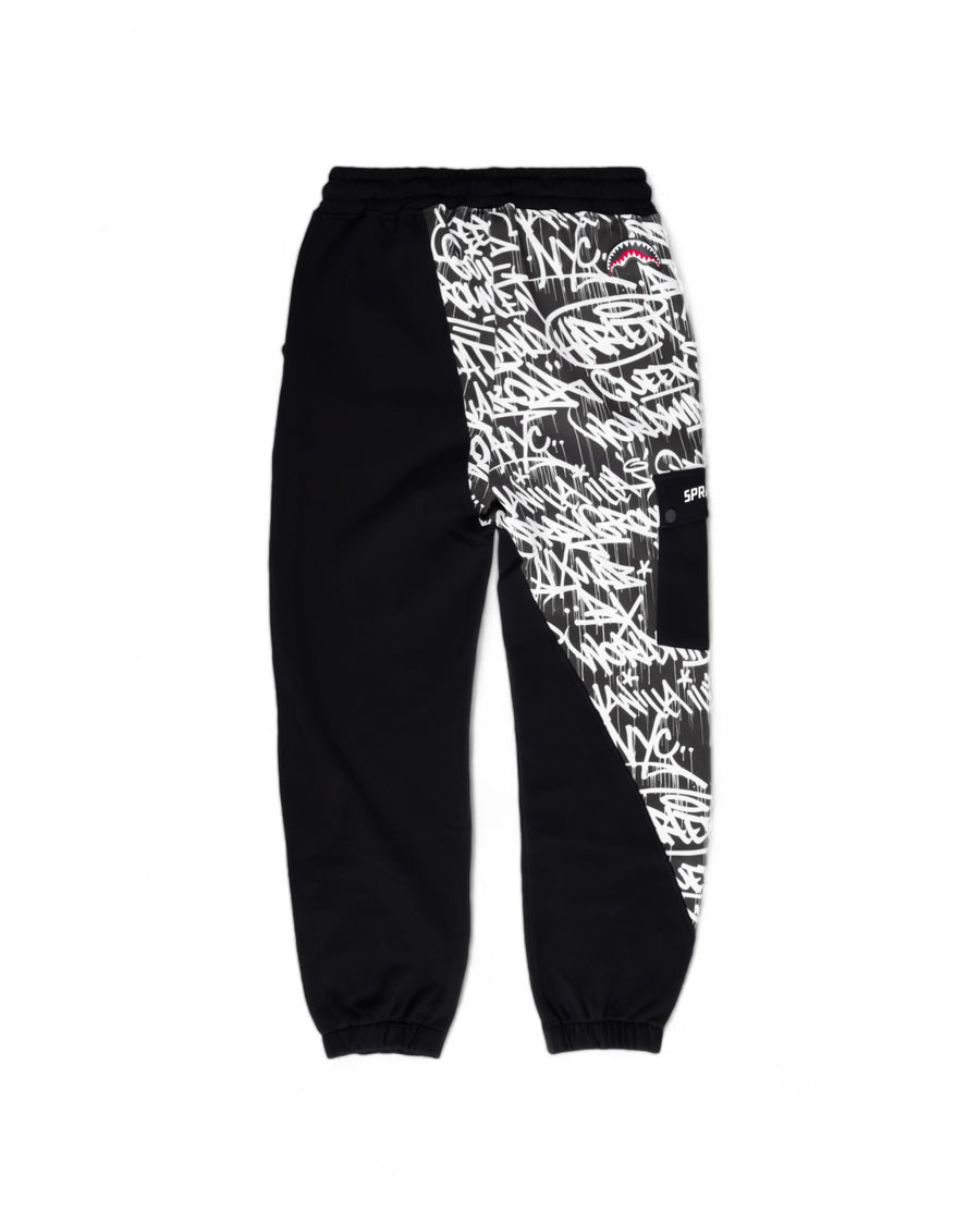 Pantalones deportivos Sprayground DIAG SPLIT MIDNIGHT RACEWAY GRAF PANTS Negro