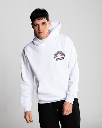 CHECKERED SHARK HOODIE WHITE