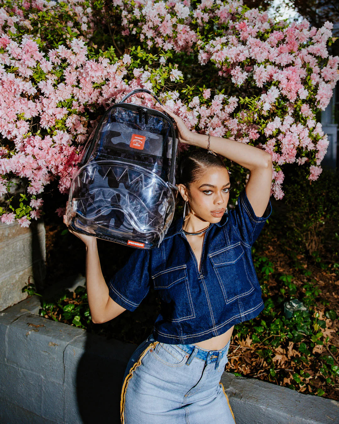 Clear Grey Check Clear Backpack