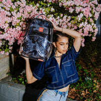 Clear Grey Check Clear Backpack