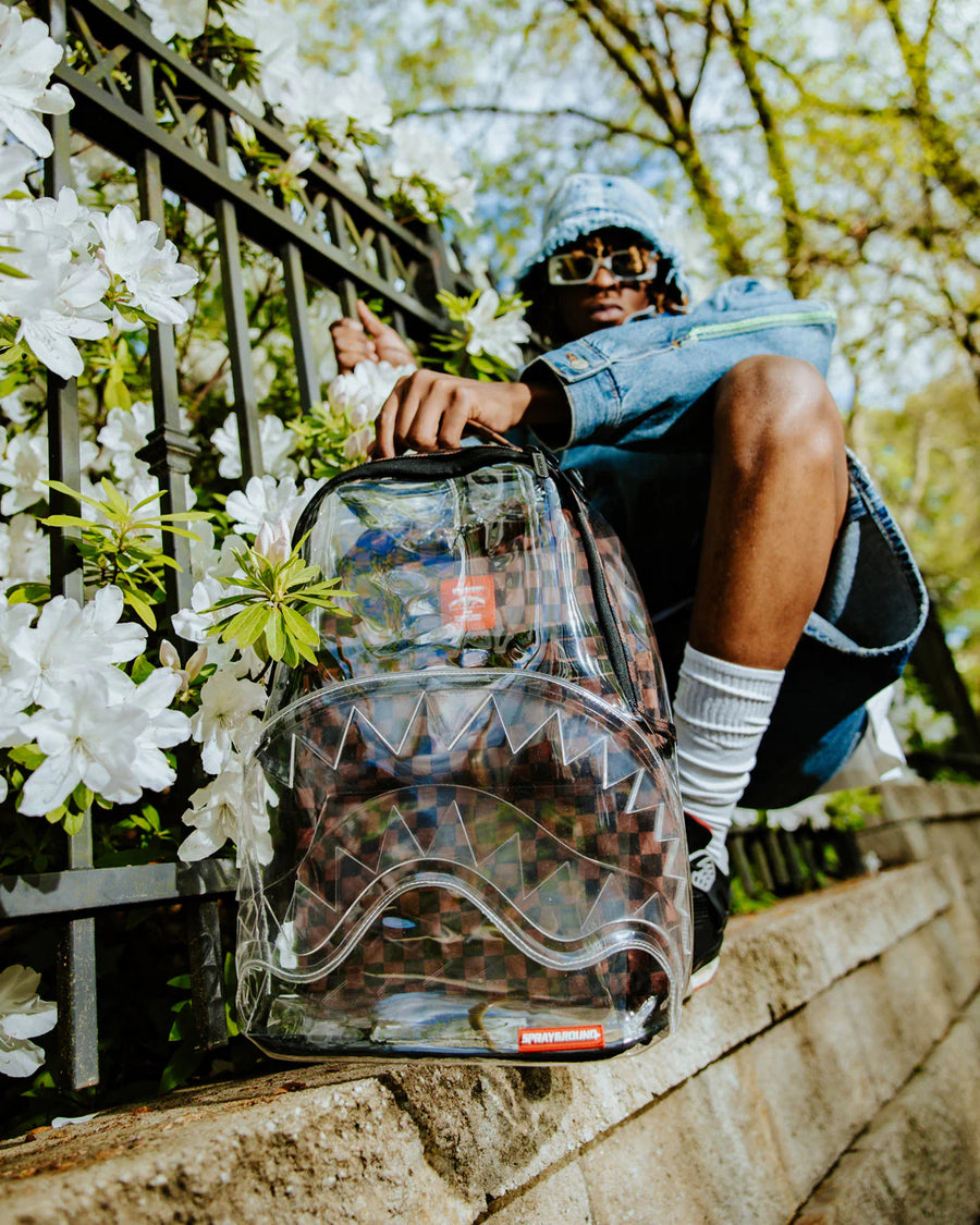 Sprayground  CLEAR BROWN CHECK CLEAR BACKPACK CHECK