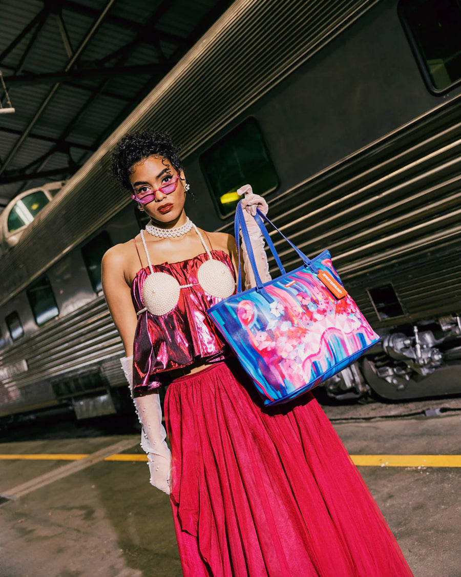 Brushed Neon Flowers Classic Tote