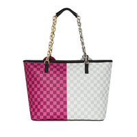 Pink&cream Check Moneybear Head Tote