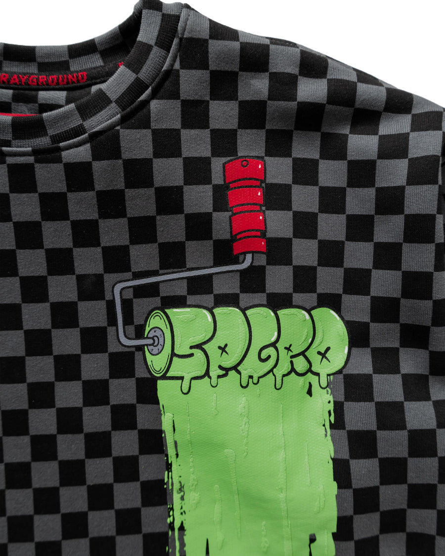 Youth - Sprayground  PAINT ROLLER CHECKERED CREWNECK