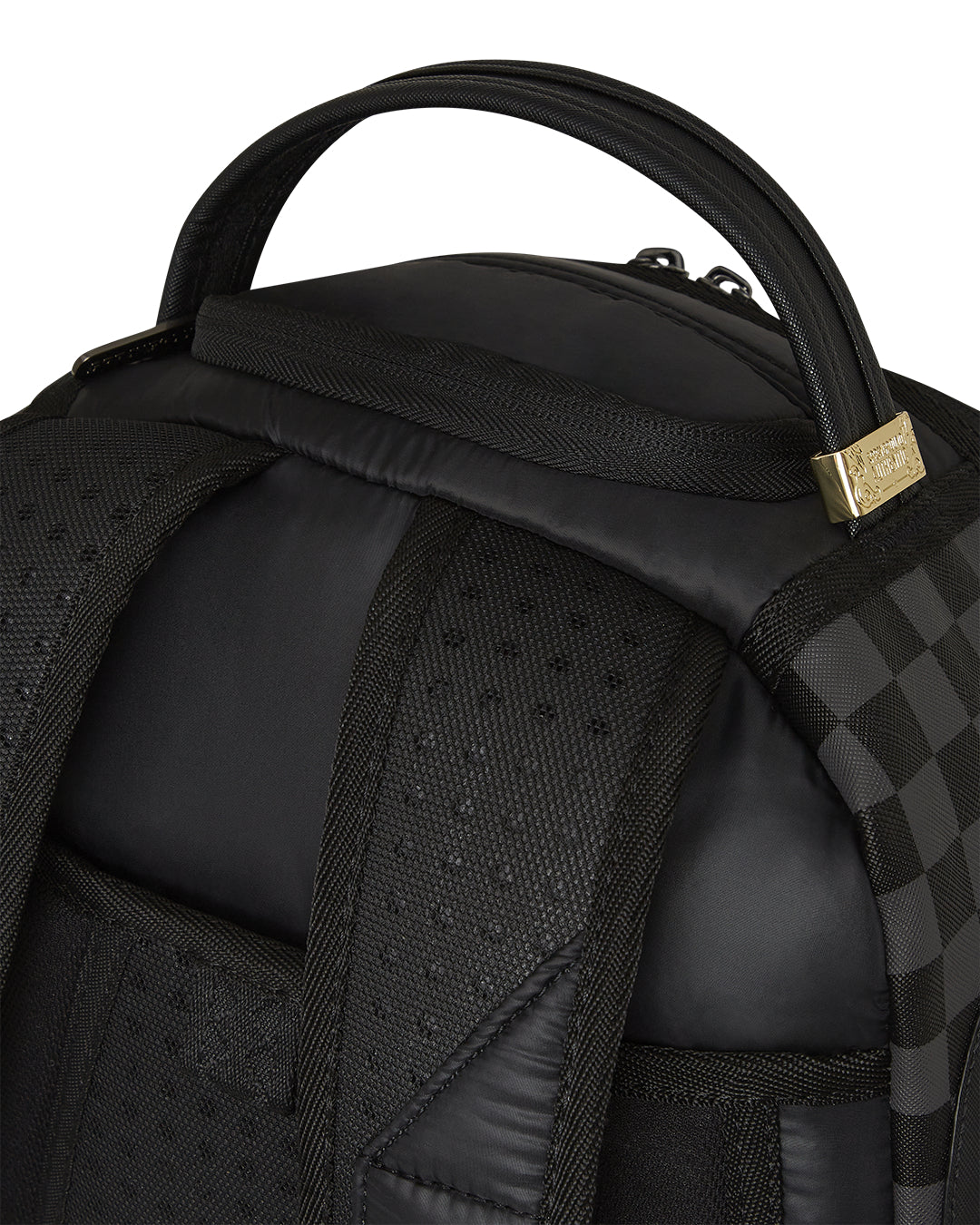 Black Puffer Grey Check Backpack