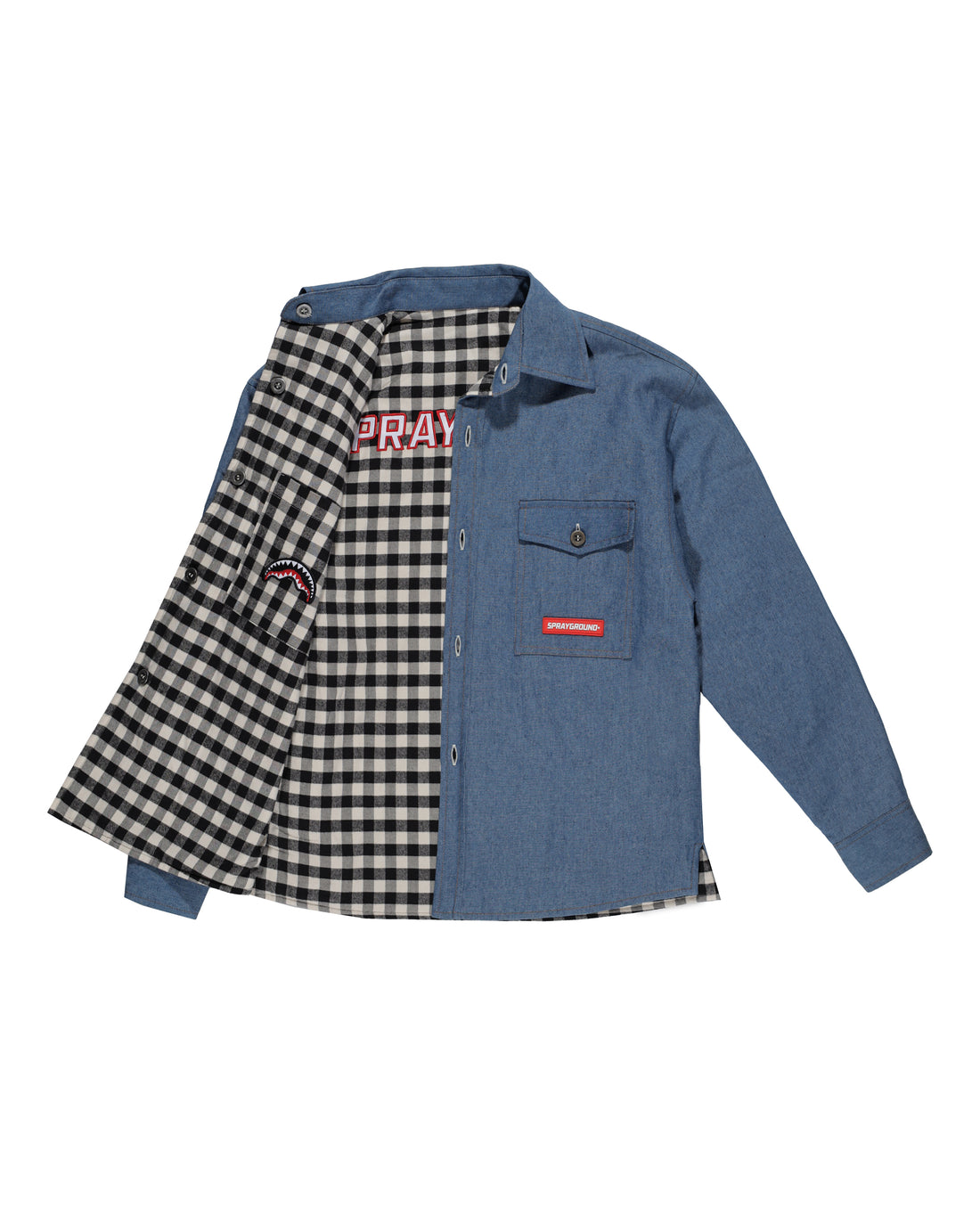 CHECK DENIM PADDED DOUBLE SHIRT J