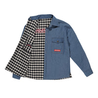 CHECK DENIM PADDED DOUBLE SHIRT J