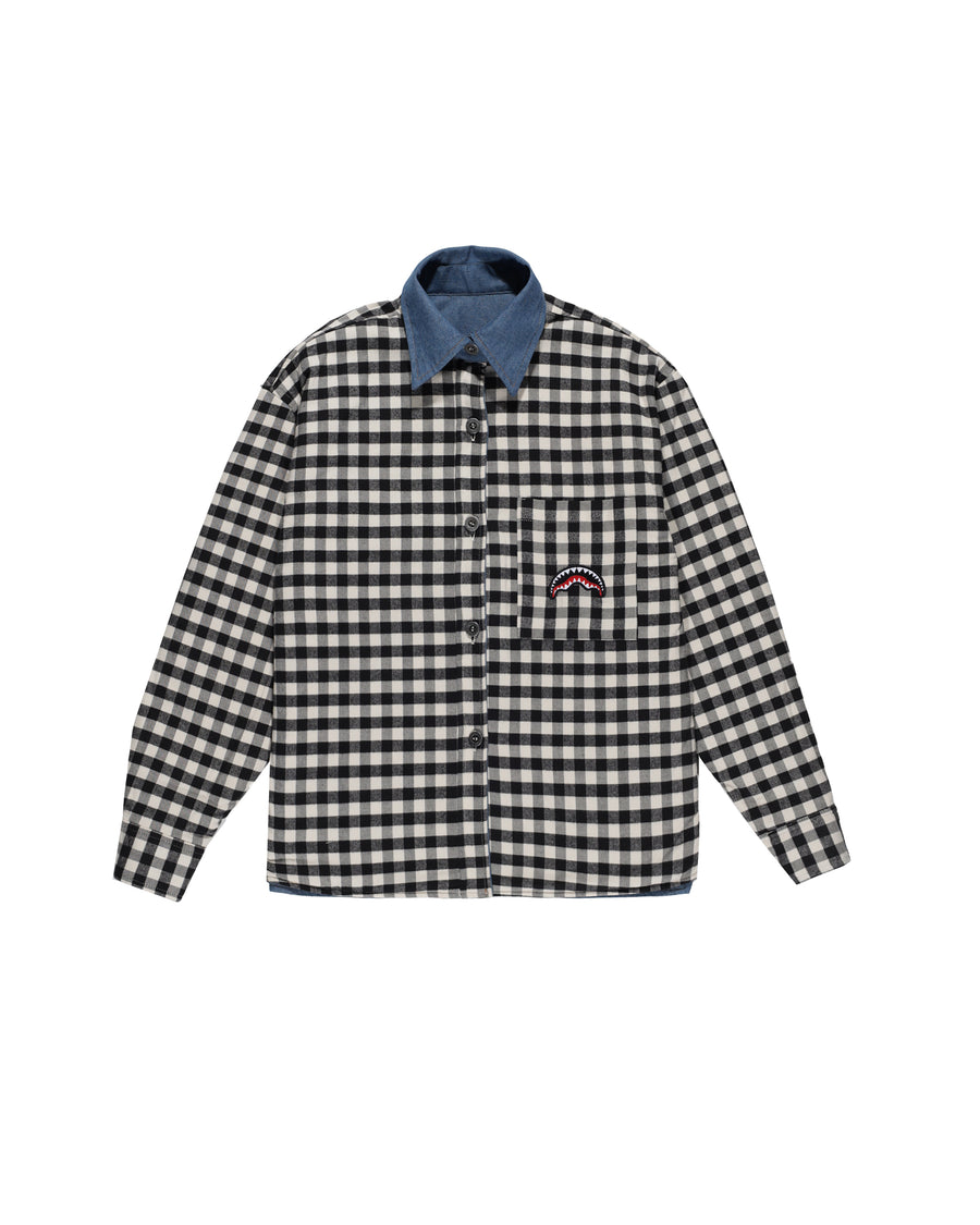 CHECK DENIM PADDED DOUBLE SHIRT J