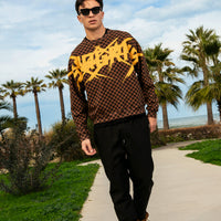 CHECKERED COLOR SCRATCH CREWNECK