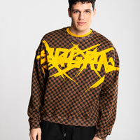 CHECKERED COLOR SCRATCH CREWNECK