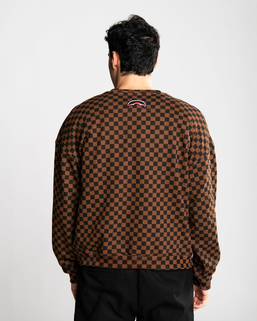 CHECKERED COLOR SCRATCH CREWNECK