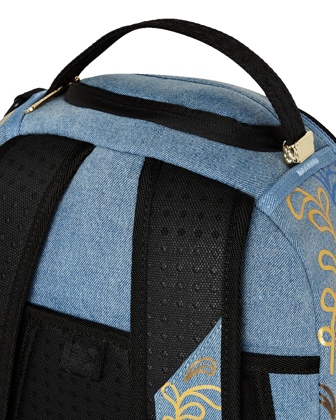 METALLIC PRINTED DENIM SHARK DLXSV BACKPACK