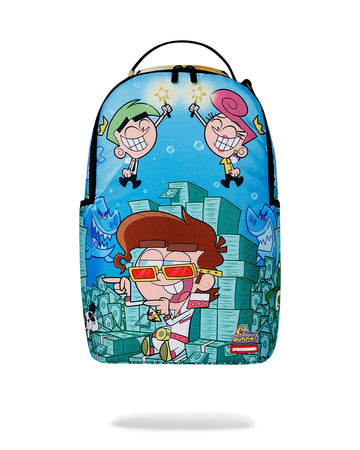 TIMMY SITTING ON MONEY CHAIR BACKPACK