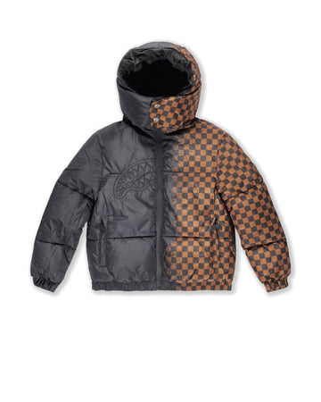 GREY CHECK DOWN JACKET