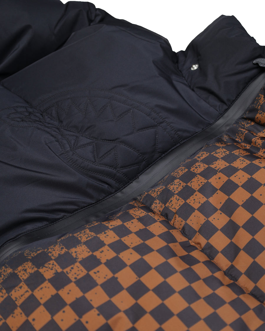 GREY CHECK DOWN JACKET