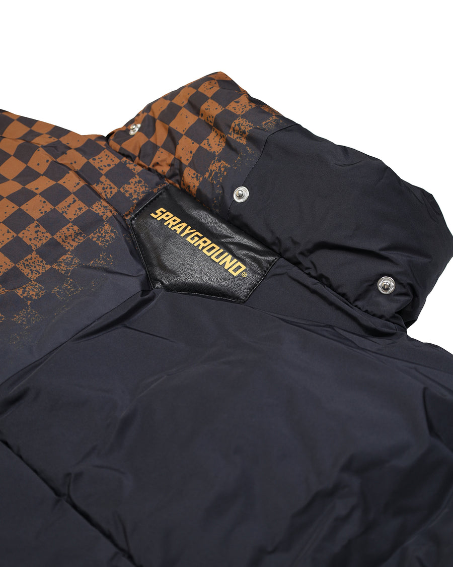GREY CHECK DOWN JACKET