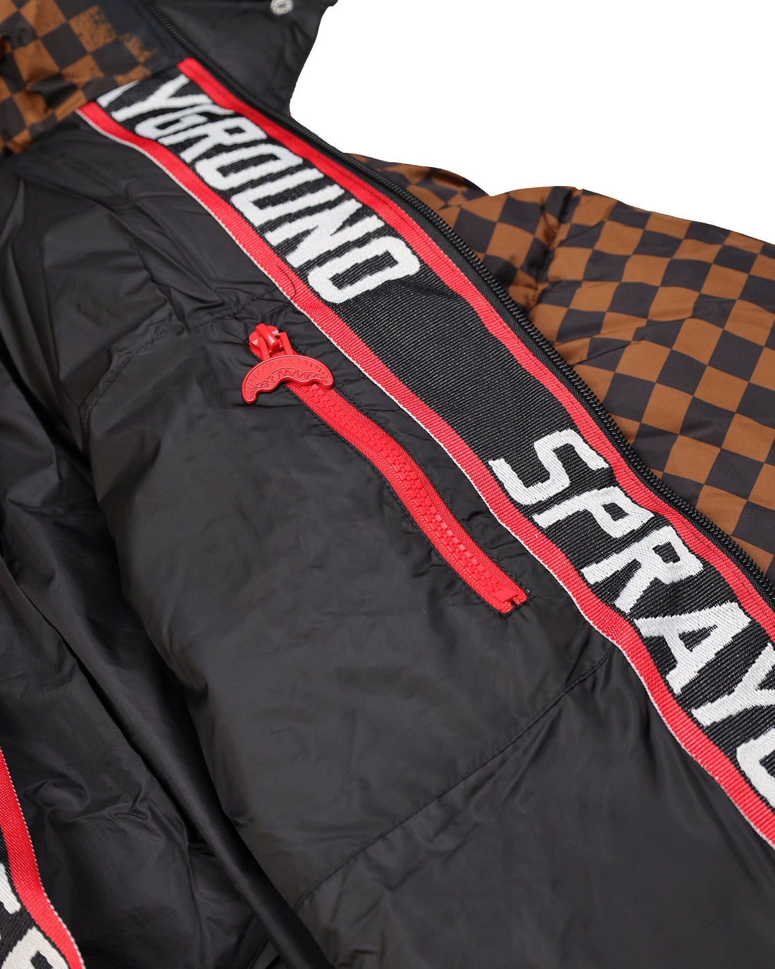 GREY CHECK DOWN JACKET