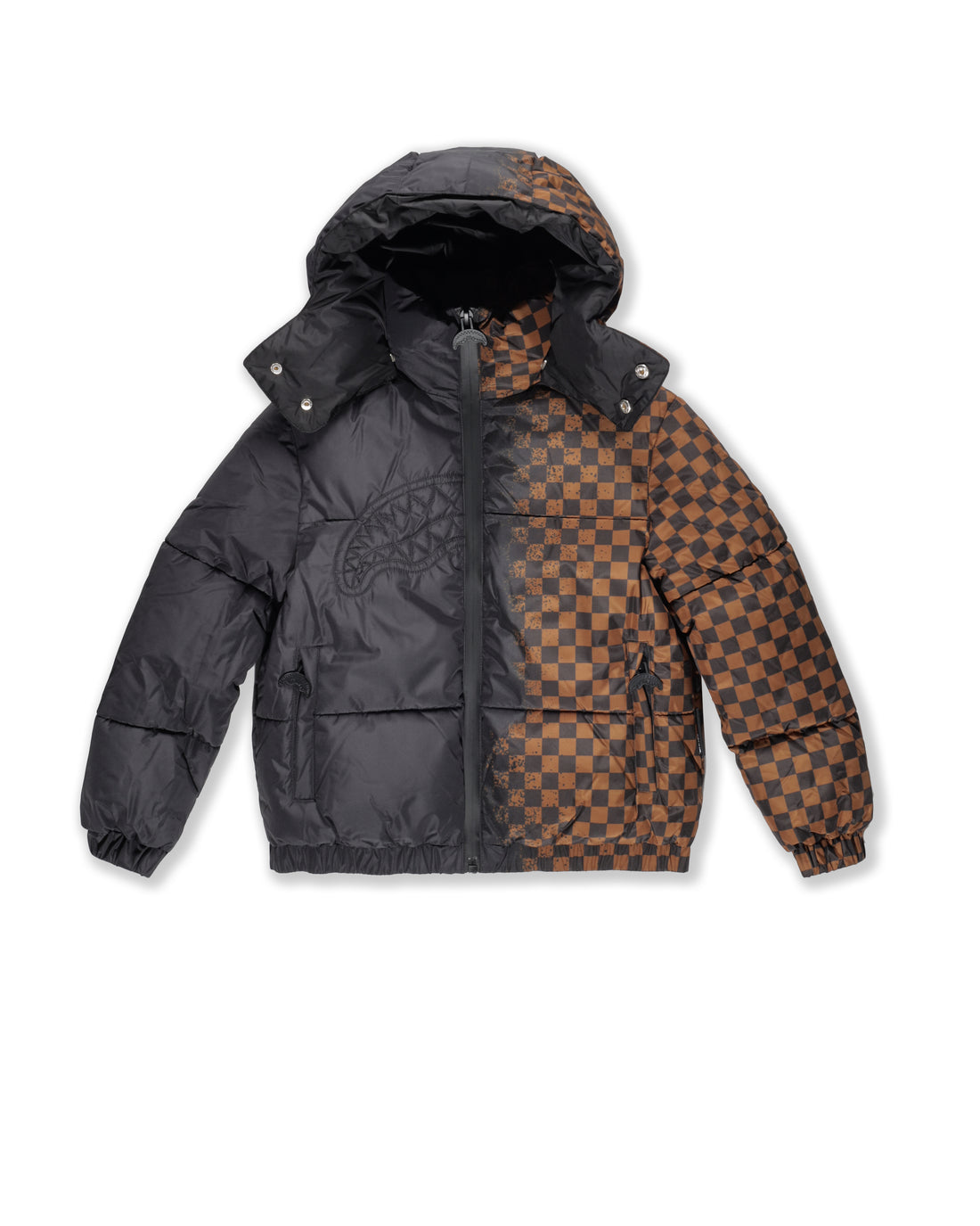 GREY CHECK DOWN JACKET