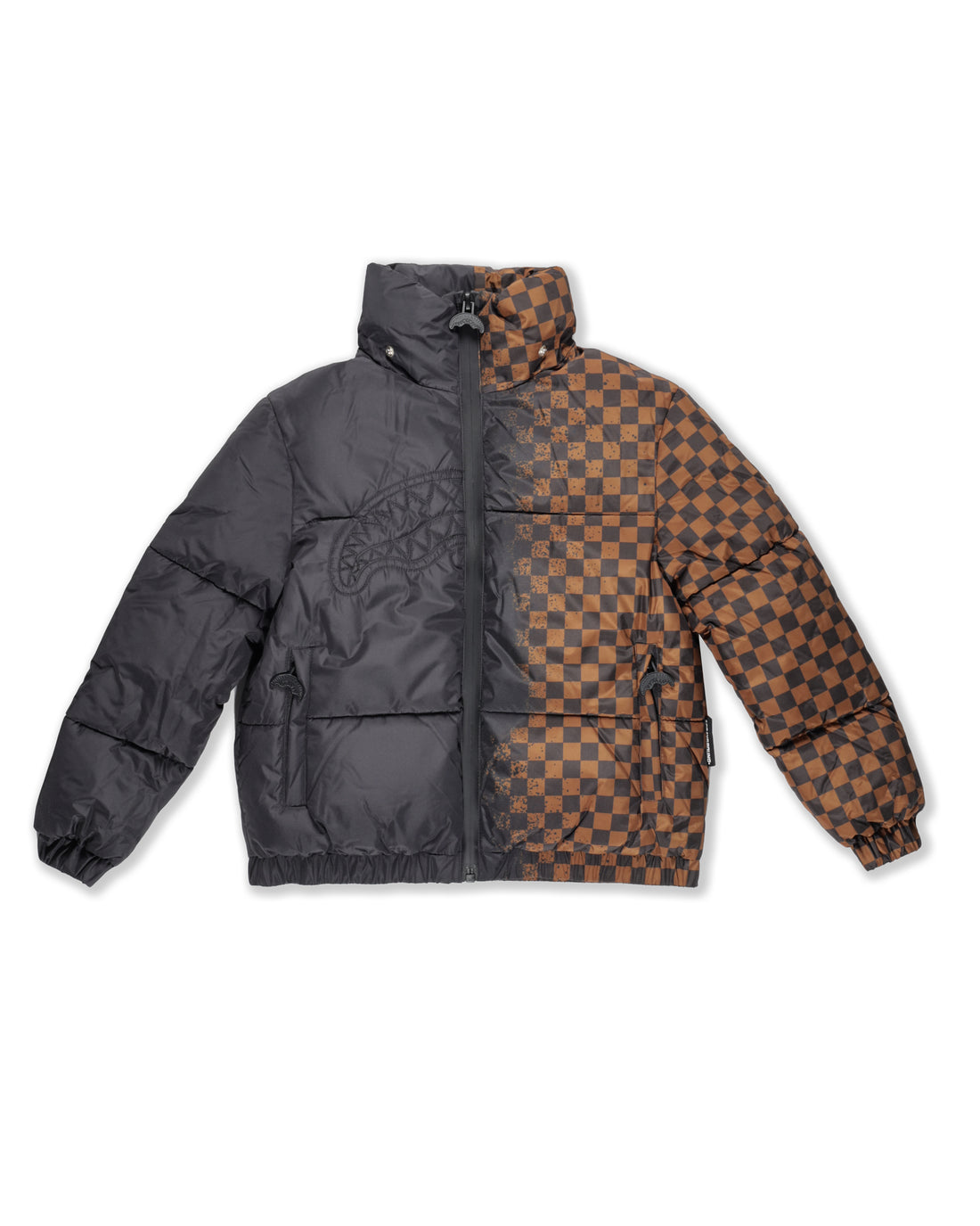 GREY CHECK DOWN JACKET