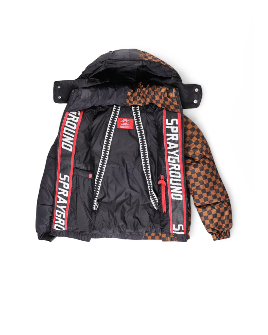 GREY CHECK DOWN JACKET