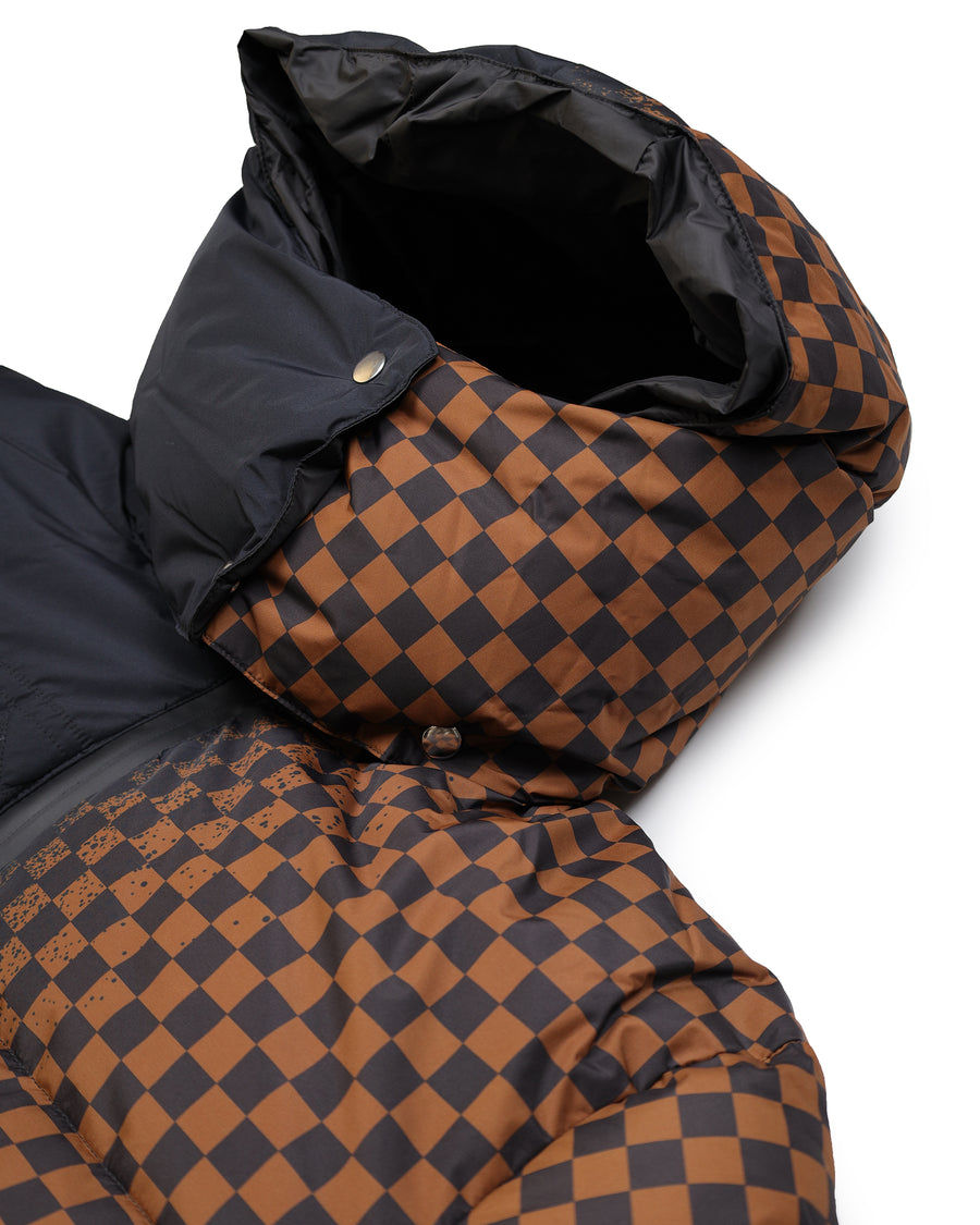 GREY CHECK DOWN JACKET