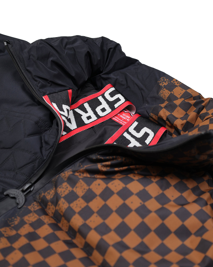 GREY CHECK DOWN JACKET