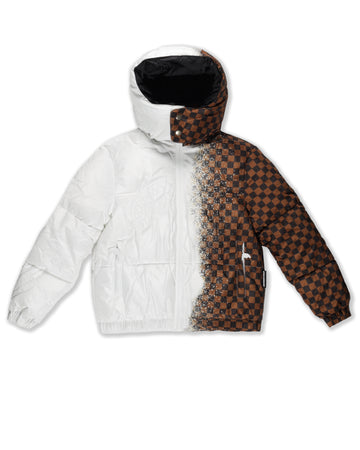 GREY CHECK DOWN JACKET