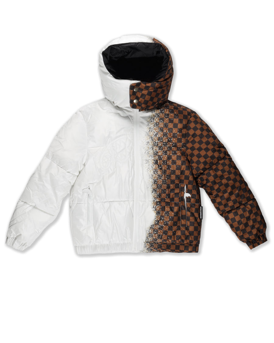 GREY CHECK DOWN JACKET