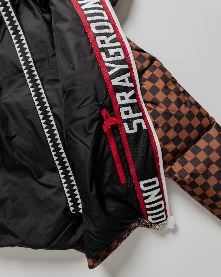 GREY CHECK DOWN JACKET