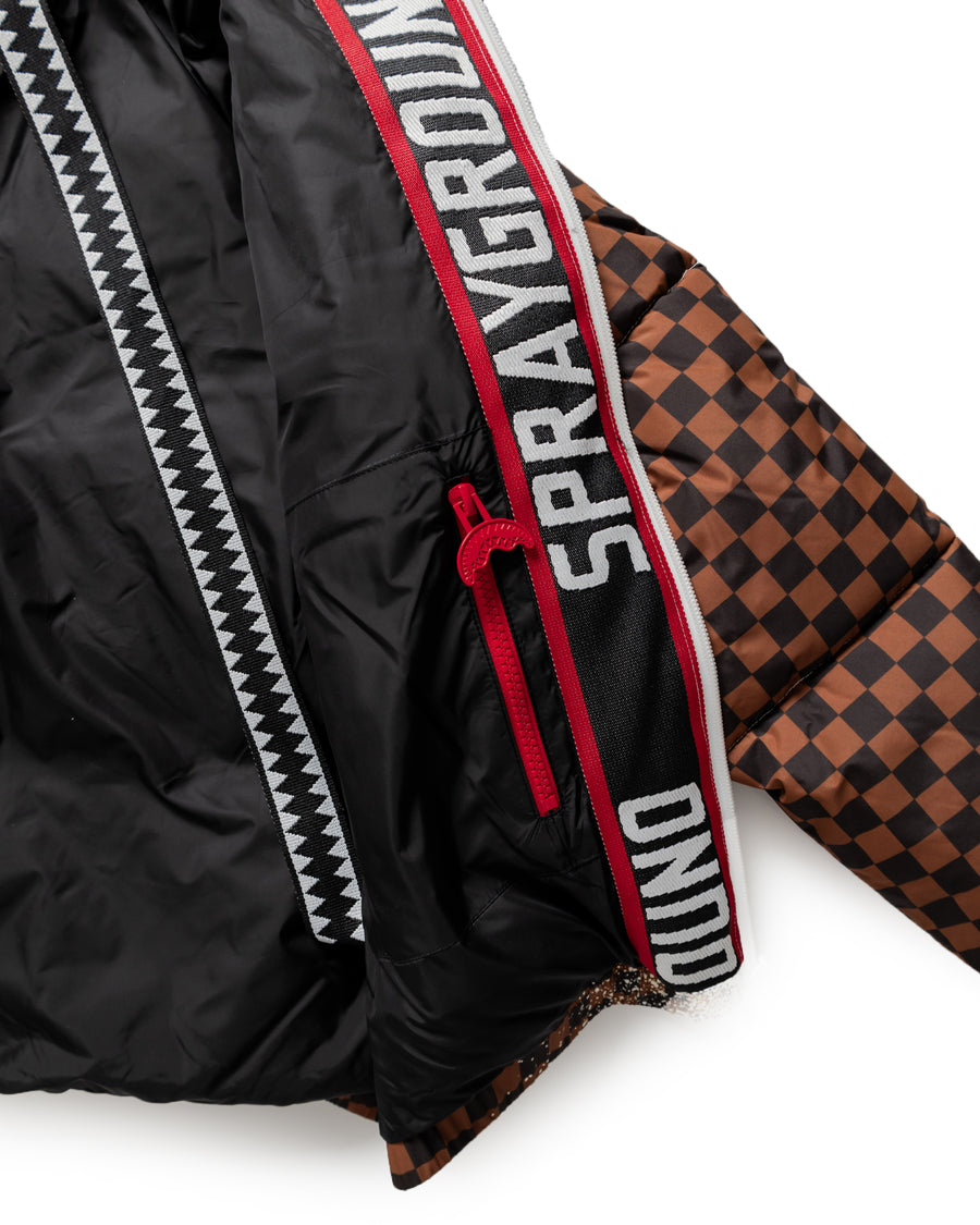 GREY CHECK DOWN JACKET