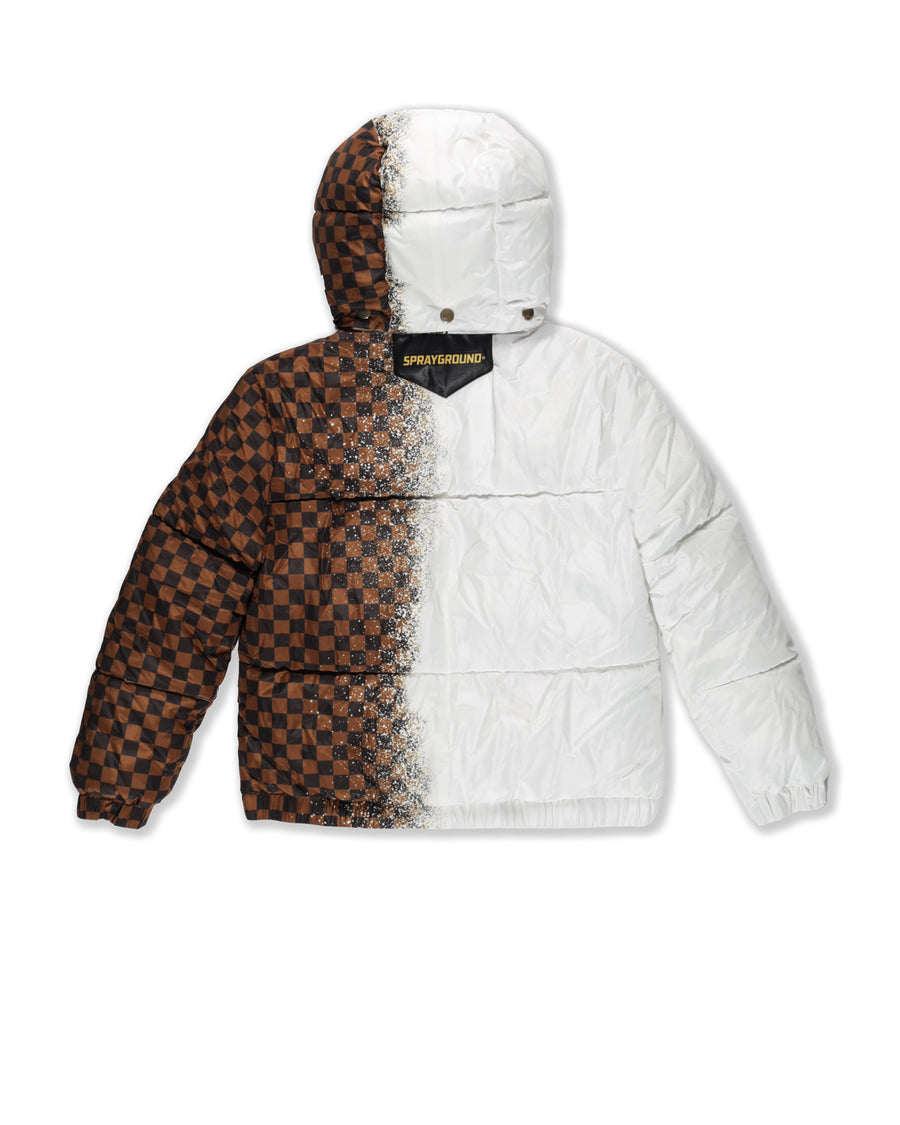 GREY CHECK DOWN JACKET