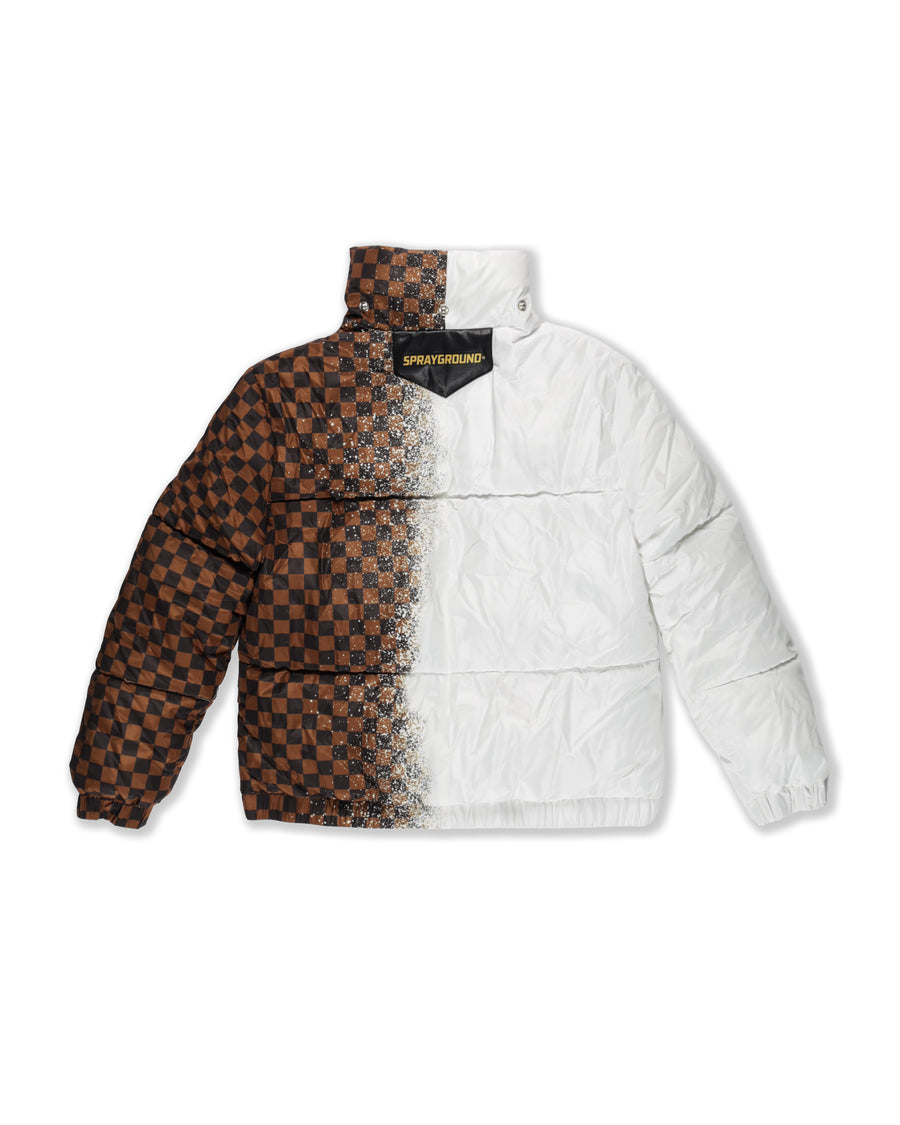 GREY CHECK DOWN JACKET