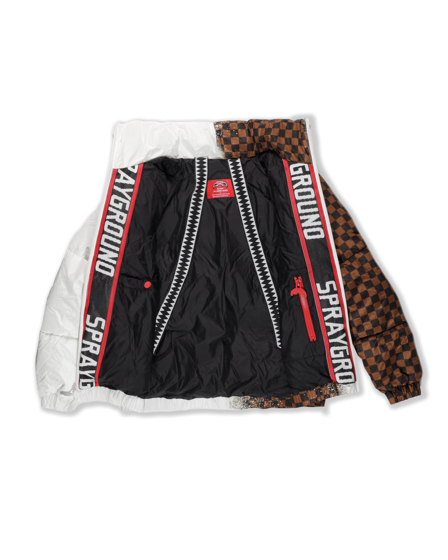 GREY CHECK DOWN JACKET