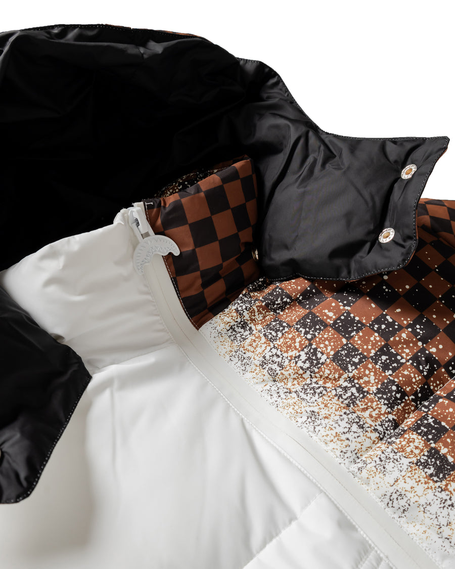 GREY CHECK DOWN JACKET