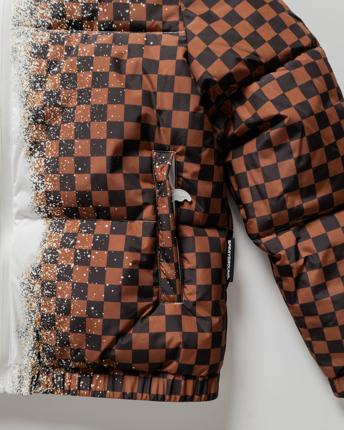 GREY CHECK DOWN JACKET