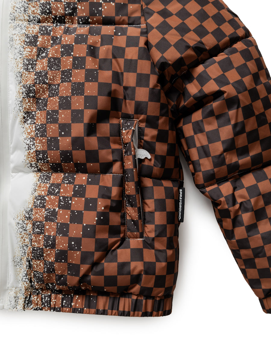 GREY CHECK DOWN JACKET