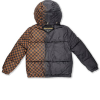 GREY CHECK DOWN JACKET