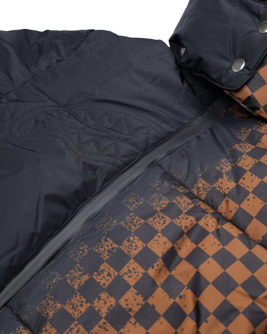 GREY CHECK DOWN JACKET