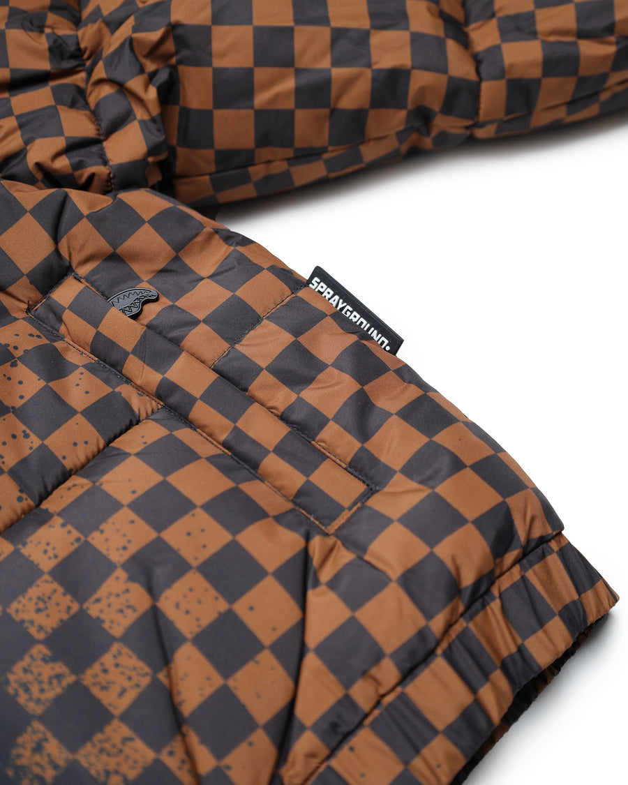 GREY CHECK DOWN JACKET