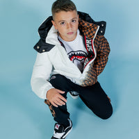 GREY CHECK DOWN JACKET