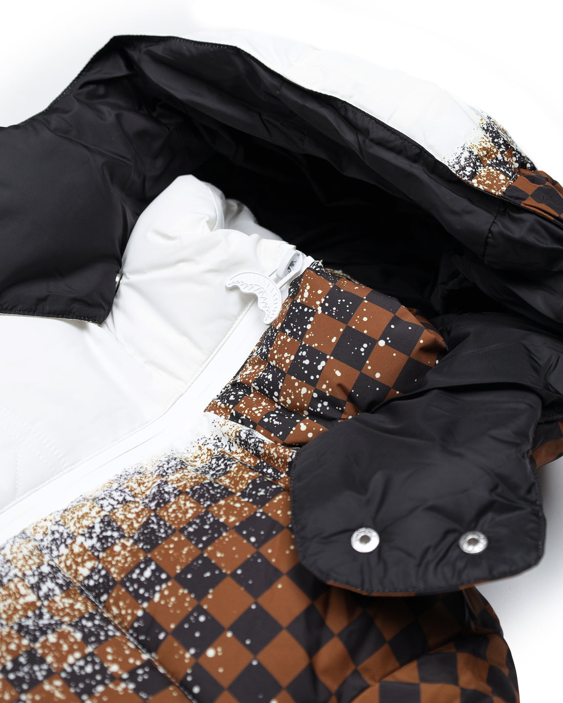 GREY CHECK DOWN JACKET