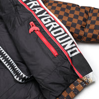 GREY CHECK DOWN JACKET