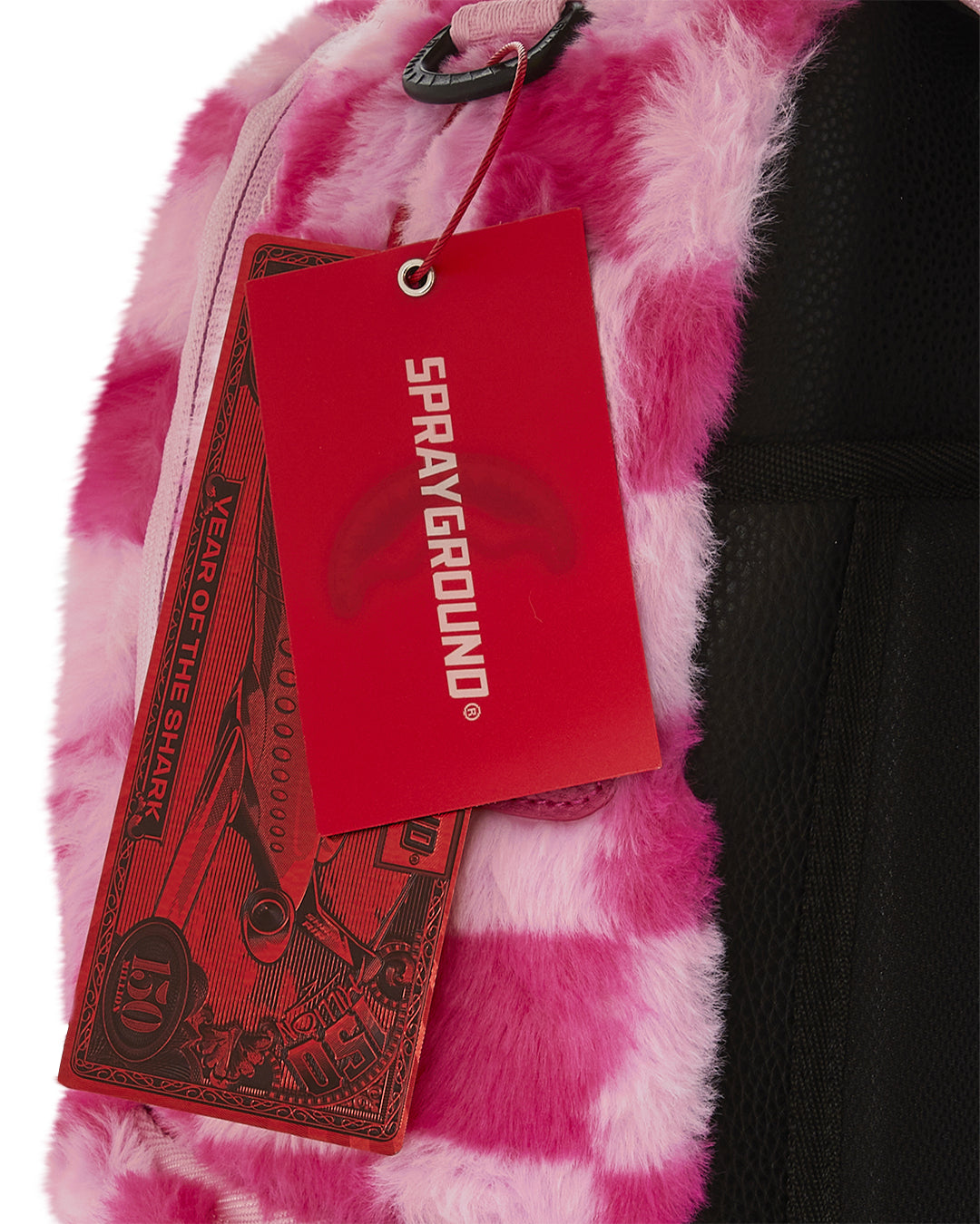 PINK FUR CHECK BACKPACK