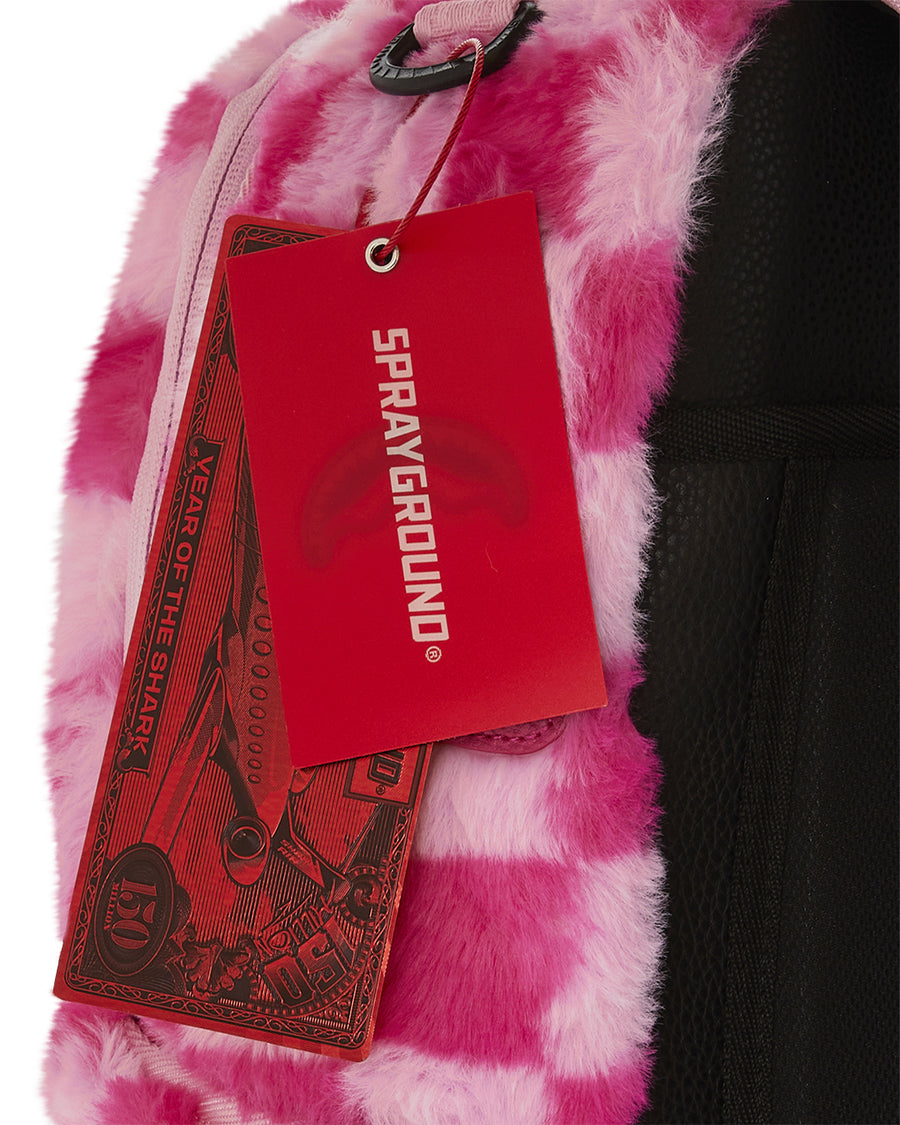 PINK FUR CHECK BACKPACK