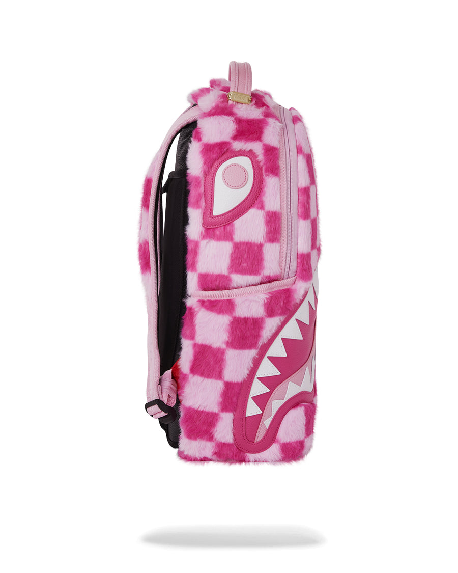 PINK FUR CHECK BACKPACK